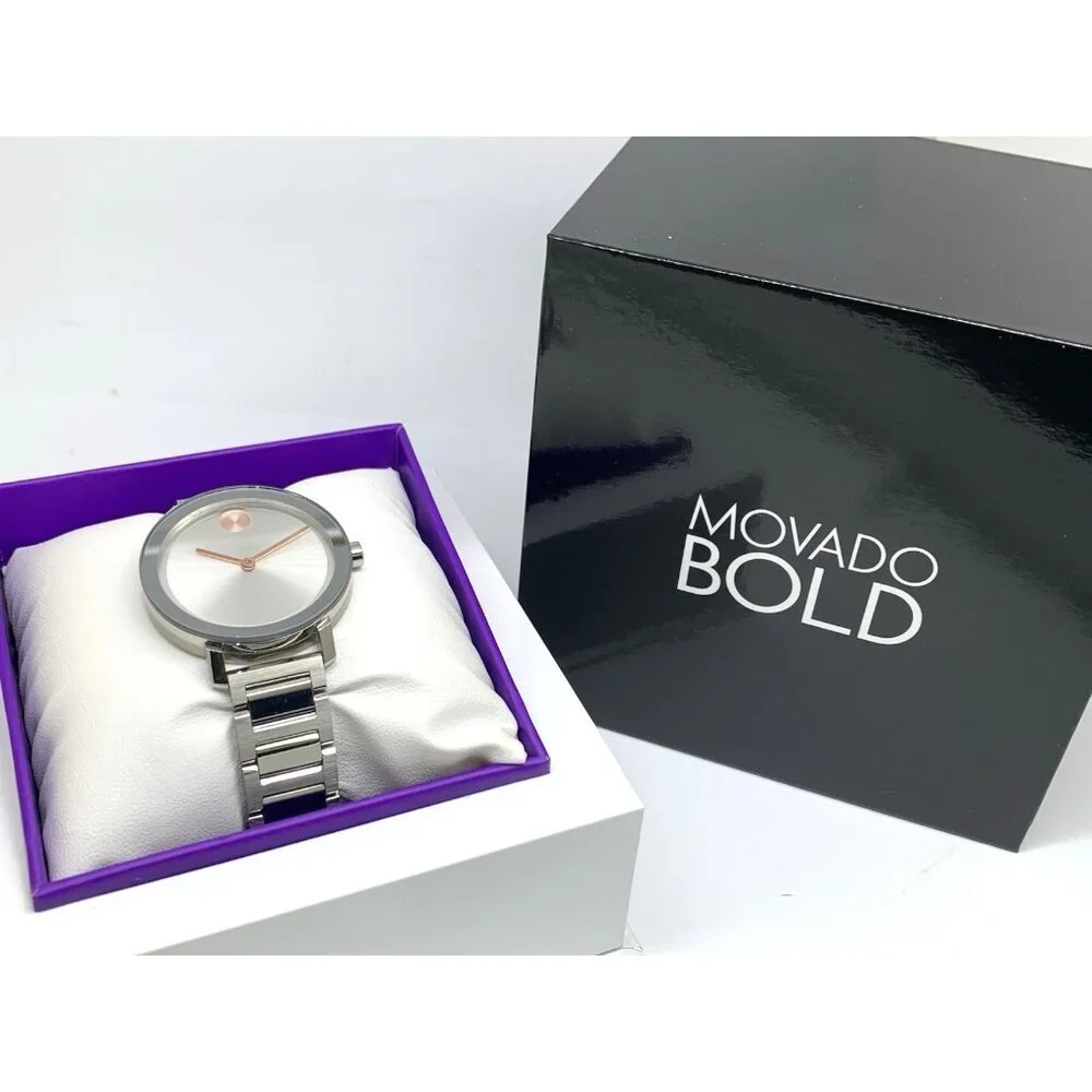 Movado Women's Watch 3600647 Bold Swiss Quartz Silver Dial Stainless Steel 34mm